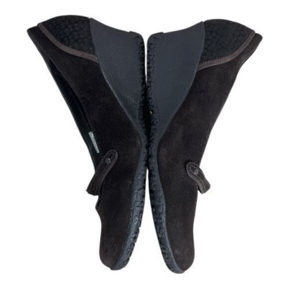 MERRELL PETUNIA Shoes Size 9 Floral Brown Suede Slip On Leather Wedge Heels - Picture 5 of 11